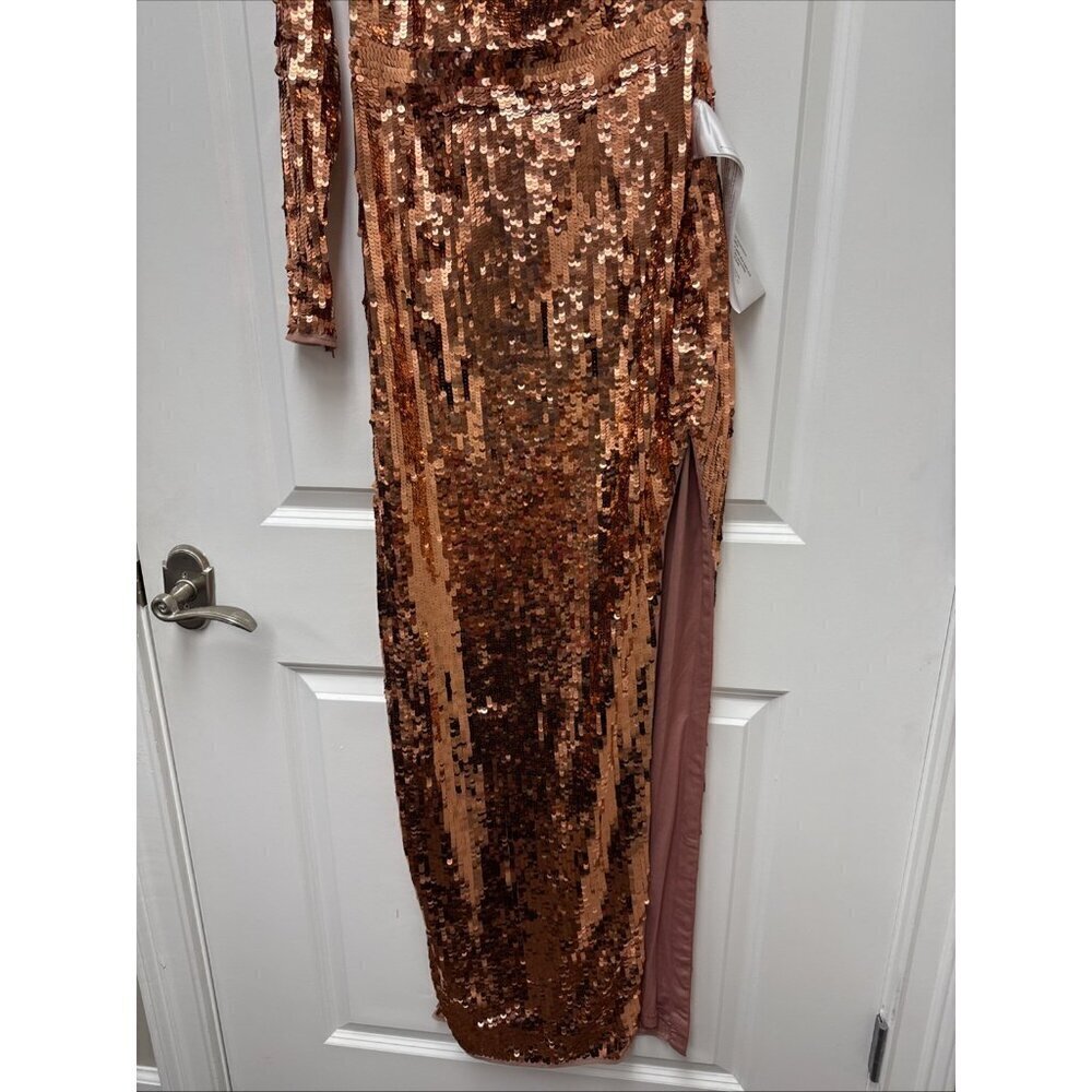 Mac Duggal Size 2 Copper 10788 Sequined Maxi Formal Evening Dress Prom Gown New - Picture 7 of 11